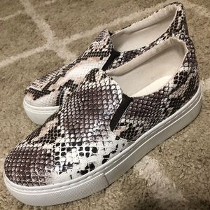 Snake print platform sneakers